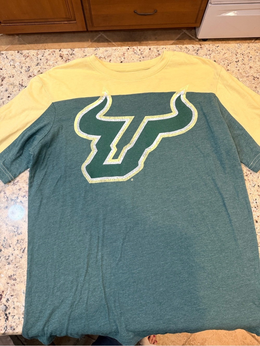 USF Green and Yellow Bull Logo Tee
